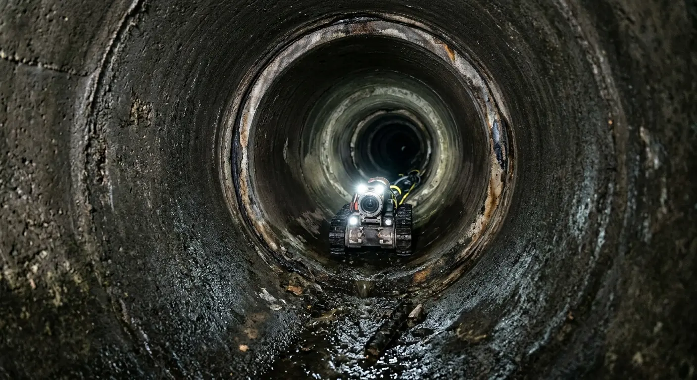 Robotic sewer camera inspecting pipe interior for Sewer Line Repair in Waterville